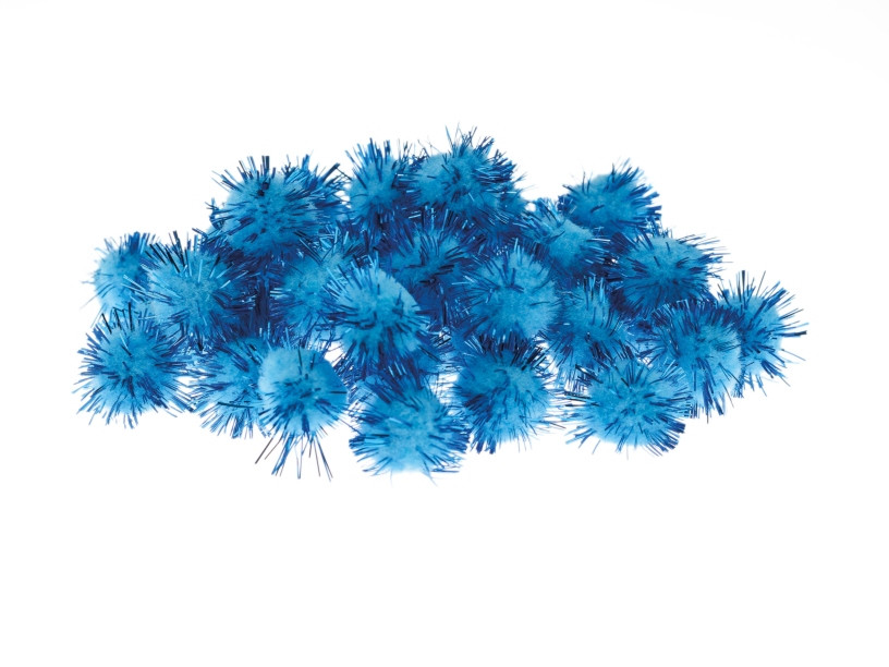 Pompony metalizowane niebieskie 2cm (40szt) POM26 Brewis